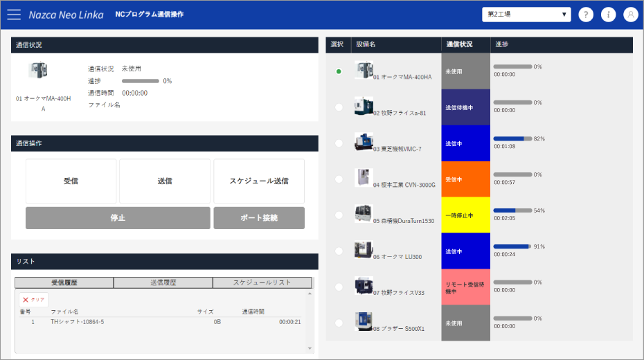 NCプログラム通信画面